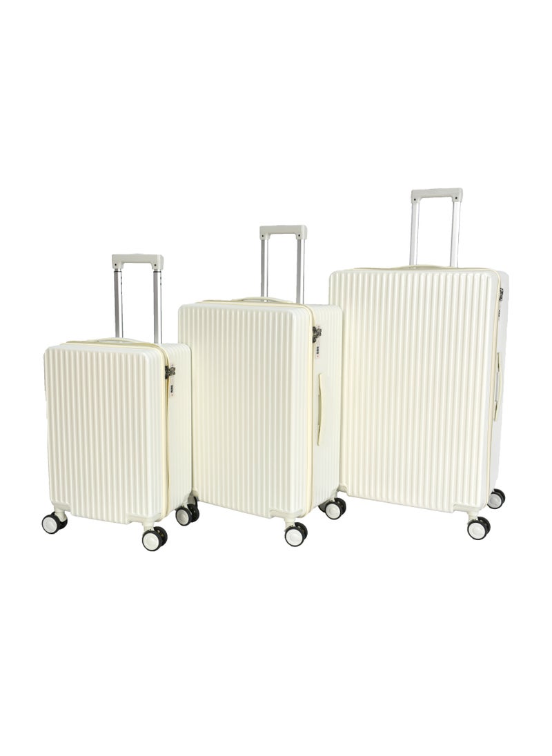 MORANO 3-Piece Unisex Morano Travel Luggage Trolley Set White  - Image 1