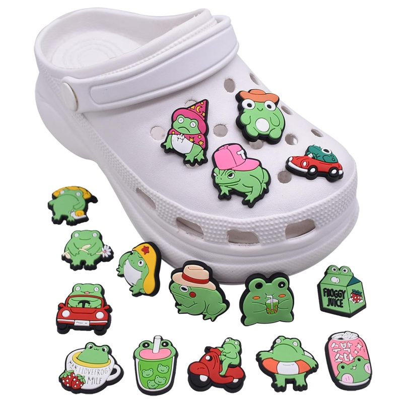 20Pcs Cute Frog Shoes Charms, Shoes Charms Compatible for Crocs, PVC Animal Cartoon Shoes Decorations Fun Frog Cro Charms Accessories for Clogs Sandals, Bracelets, Wristband, Birthday Party/color - Image 4