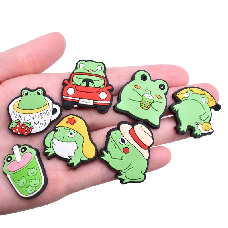 20Pcs Cute Frog Shoes Charms, Shoes Charms Compatible for Crocs, PVC Animal Cartoon Shoes Decorations Fun Frog Cro Charms Accessories for Clogs Sandals, Bracelets, Wristband, Birthday Party/color - Image 5