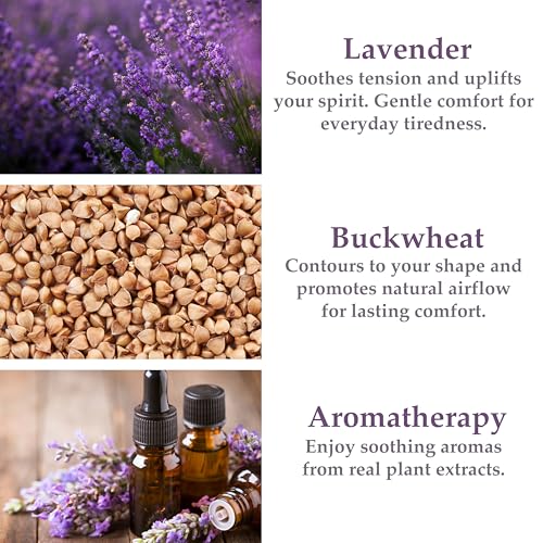 DreamTime Neck Roll Pillow, Buckwheat Filling, Soothing Lavender Scent, Neck Pillow for Great Sleep - Image 3