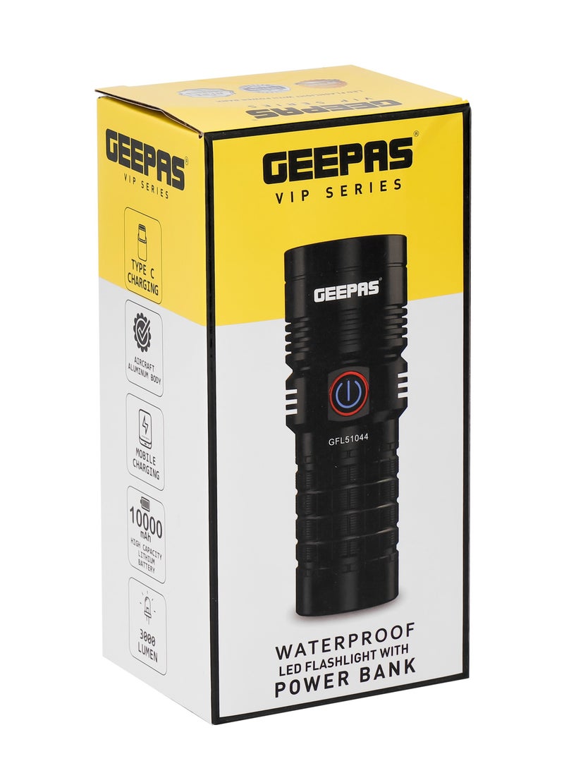 Waterproof LED Flashlight with Power Bank-GFL51044/Black