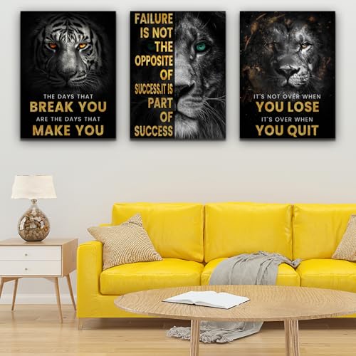 Kuiluuye Inspirational Motivational Posters - Framed Canvas Art Set for Office, Living Room, Bedroom - (36''W x 16''H) - Image 3