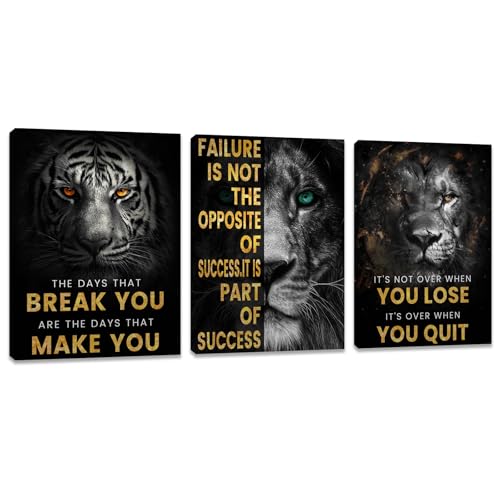 Kuiluuye Inspirational Motivational Posters - Framed Canvas Art Set for Office, Living Room, Bedroom - (36''W x 16''H) - Image 1