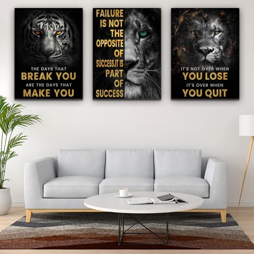 Kuiluuye Inspirational Motivational Posters - Framed Canvas Art Set for Office, Living Room, Bedroom - (36''W x 16''H) - Image 2