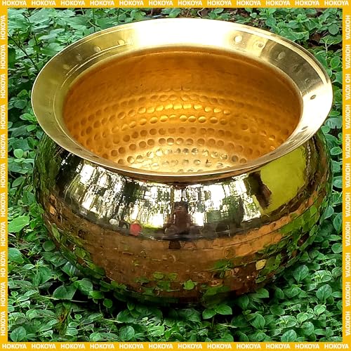HOKOYA Brass Mirror Finished, Brushed Handi For Cooking 5 Litre Capacity Shiny And Sturdy Perfectly Fit In Your Home Kitchen, Hotel, Restaurant | Brass Utensils Golden - Image 4
