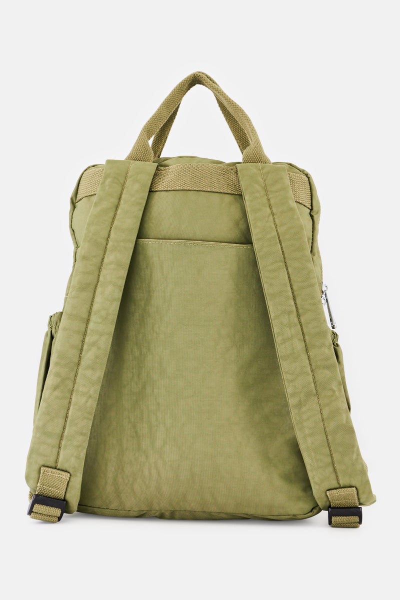 I Love Fashion Women Brand Logo Backpack, Olive - Image 3