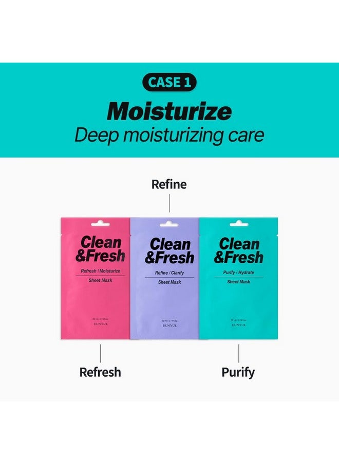 Eunyul EUNYUL [PACK OF 10] Clean & Fresh Sheet Mask 22 ml / 0.74 fl.oz. 10 types Korean Sheet Mask Bundle Pack For All Skin Type Face Mask Pack  - Image 4