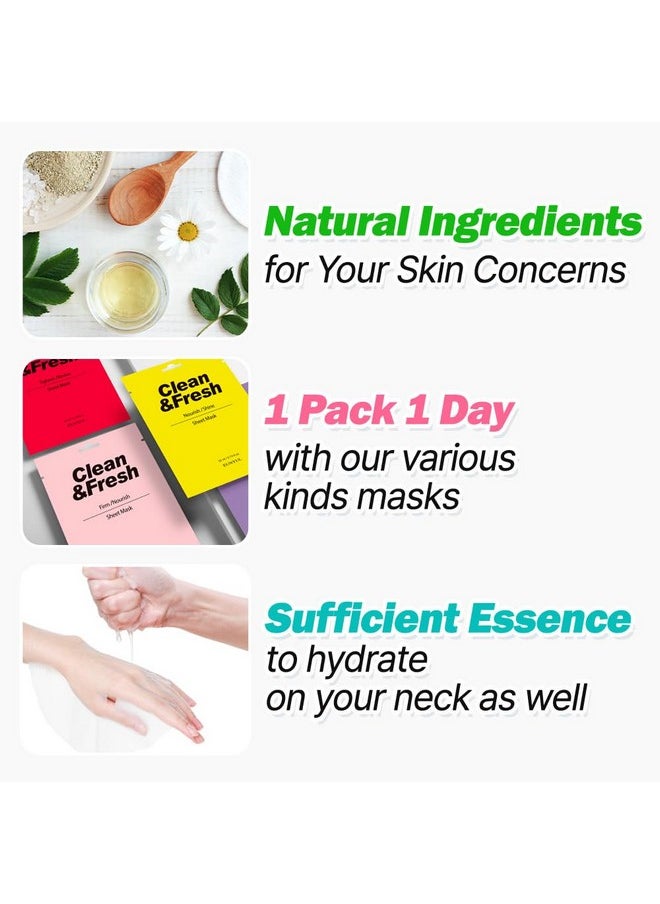 Eunyul EUNYUL [PACK OF 10] Clean & Fresh Sheet Mask 22 ml / 0.74 fl.oz. 10 types Korean Sheet Mask Bundle Pack For All Skin Type Face Mask Pack  - Image 3