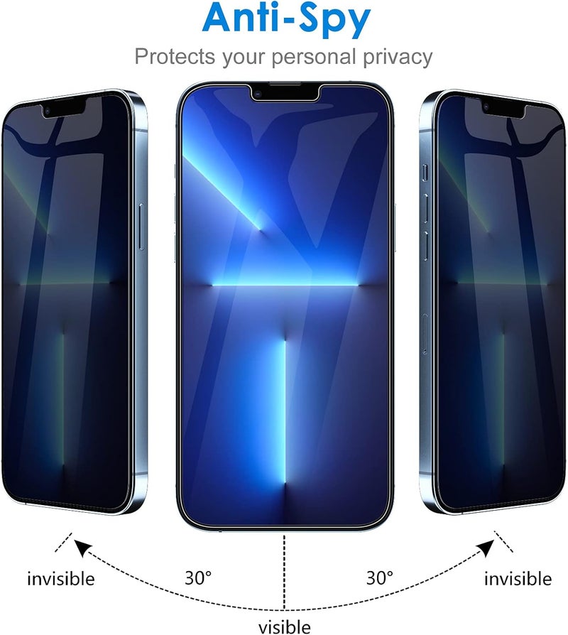 Jetech حماية شاشة الخصوصية لجهاز آيفون 13 برو ماكس 6.7 بوصة، زجاج مقسى مضاد للتجسس، عبوة 2 - Image 4