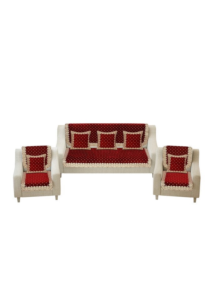 Dazzling DECOR Velvet Sofa Cover with Cushion Covers Set of 5 Seater -Sofa Covers 3 Seater and 2 Seater Full Cover Set for Couch Seat - Heavy Fabric Sofa Slip Back Protector, 2801_Maroon - Image 2