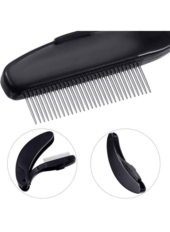 TecUnite 4 عبوات مشط رموش قابل للطي بأسنان من الفولاذ المقاوم للصدأ ومشط حواجب وفرشاة مكياج للرموش والحواجب (أسود) - Image 4