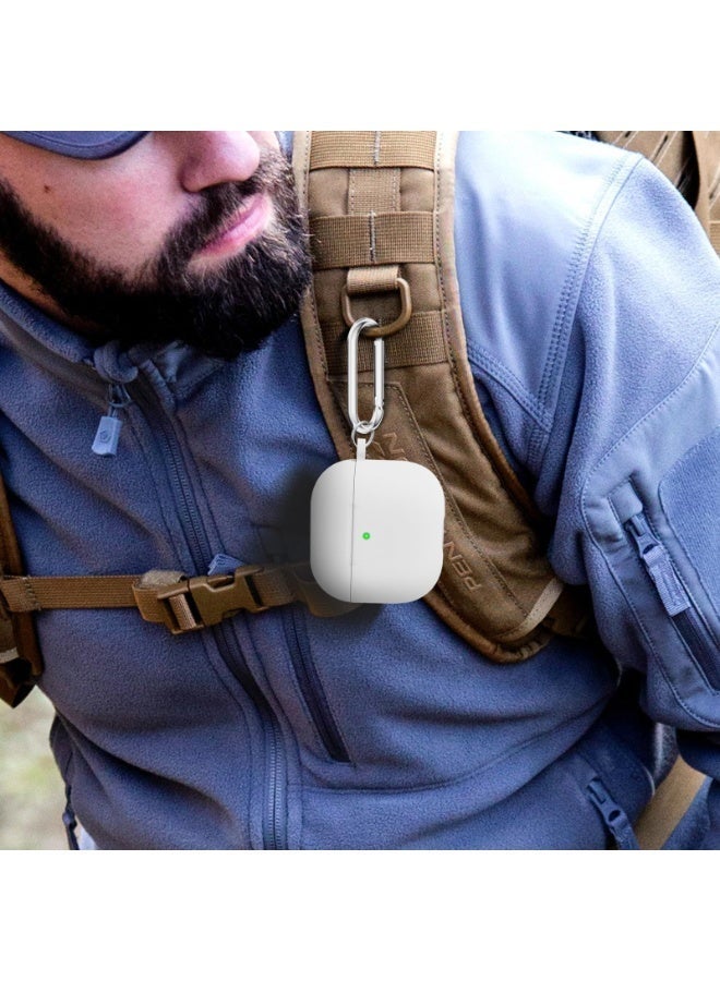 أنيوغرو لغطاء حافظة AirPods 4 غطاء AirPods 4 2024 مع مجموعة أدوات التنظيف، حافظة حماية من السيليكون الناعم لسماعات Apple AirPods الجيل الرابع للسفر أو التنقلات اليومية، ملحقات مع سلسلة مفاتيح - أبيض - Image 4