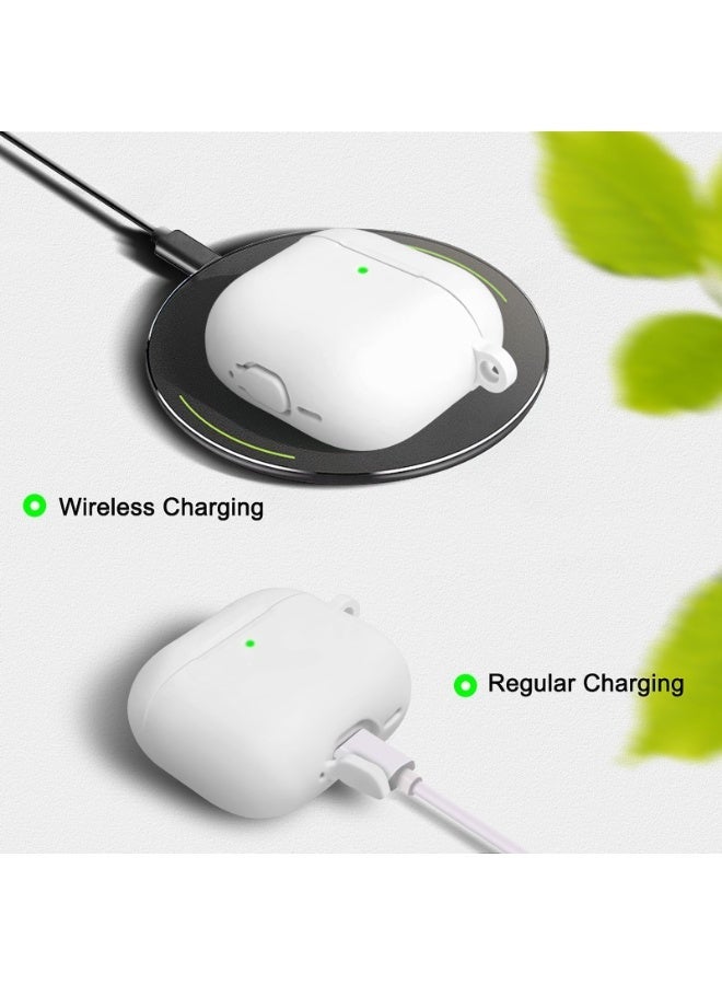 أنيوغرو لغطاء حافظة AirPods 4 غطاء AirPods 4 2024 مع مجموعة أدوات التنظيف، حافظة حماية من السيليكون الناعم لسماعات Apple AirPods الجيل الرابع للسفر أو التنقلات اليومية، ملحقات مع سلسلة مفاتيح - أبيض - Image 3