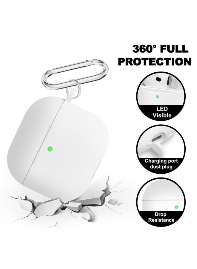 أنيوغرو لغطاء حافظة AirPods 4 غطاء AirPods 4 2024 مع مجموعة أدوات التنظيف، حافظة حماية من السيليكون الناعم لسماعات Apple AirPods الجيل الرابع للسفر أو التنقلات اليومية، ملحقات مع سلسلة مفاتيح - أبيض - Image 2