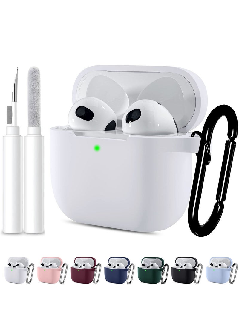 أنيوغرو لغطاء حافظة AirPods 4 غطاء AirPods 4 2024 مع مجموعة أدوات التنظيف، حافظة حماية من السيليكون الناعم لسماعات Apple AirPods الجيل الرابع للسفر أو التنقلات اليومية، ملحقات مع سلسلة مفاتيح - أبيض - Image 1