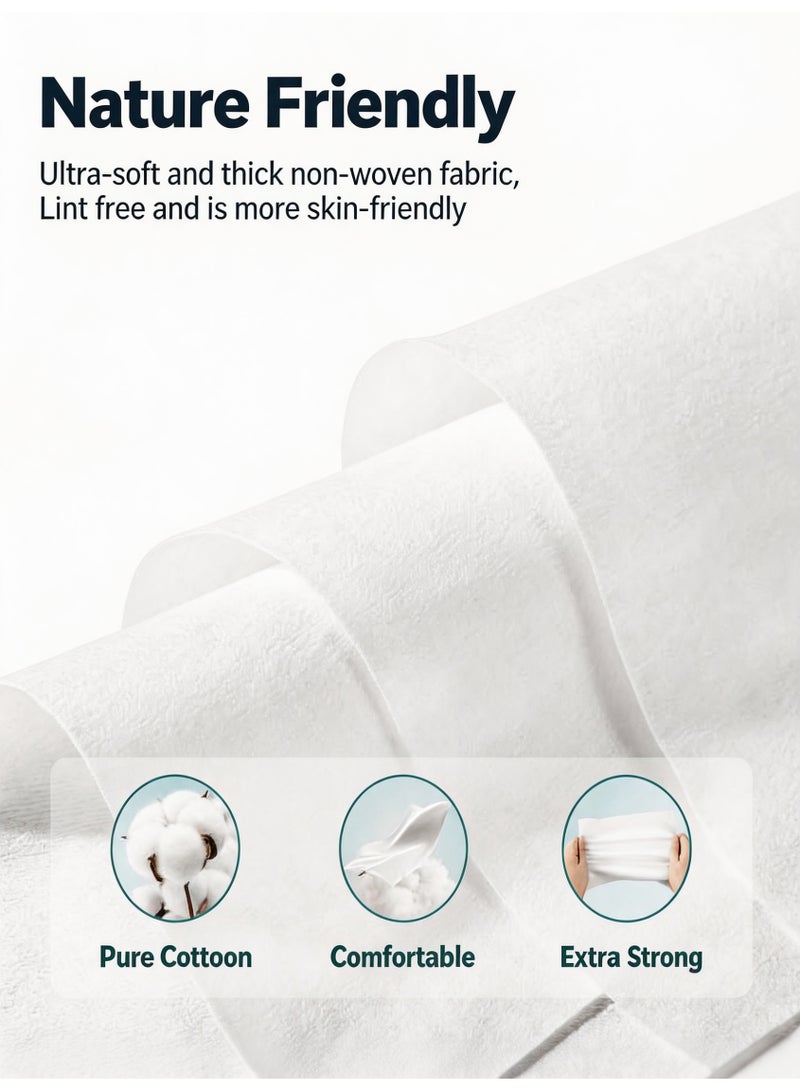 600 Count (6 Packs) Disposable Face Towels, 100% Cotton Facial Tissues for Dry & Wet Use, Facial Wash Cloth for Sensitive Skin, Super Soft & Thick Facial Towels for Adults and Baby, Makeup Remover Dry Wipes, - Image 2