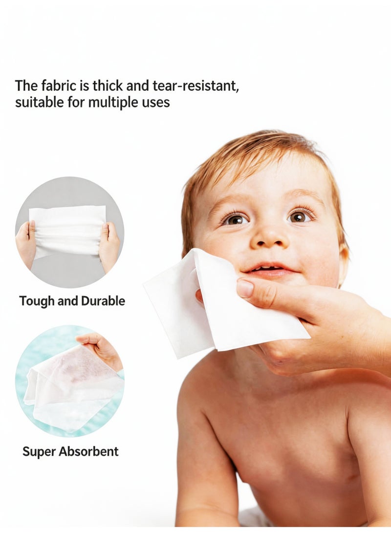 600 Count (6 Packs) Disposable Face Towels, 100% Cotton Facial Tissues for Dry & Wet Use, Facial Wash Cloth for Sensitive Skin, Super Soft & Thick Facial Towels for Adults and Baby, Makeup Remover Dry Wipes, - Image 4