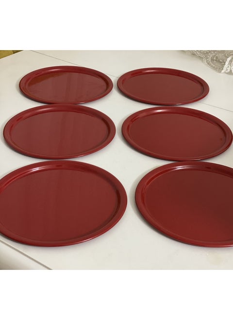 Essential Tray Red Color Round Model 6-Piece Presentation Tray Metal Red