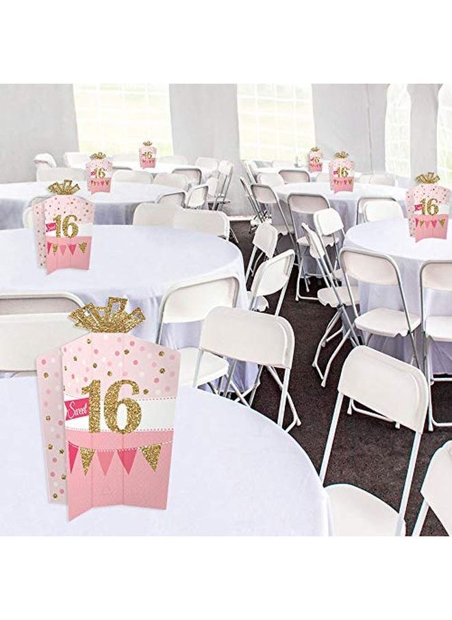Big Dot of Happiness - Sweet 16 Table Decorations 16Th Birthday Party Fold And Flare Centerpieces 10 Count - Image 1