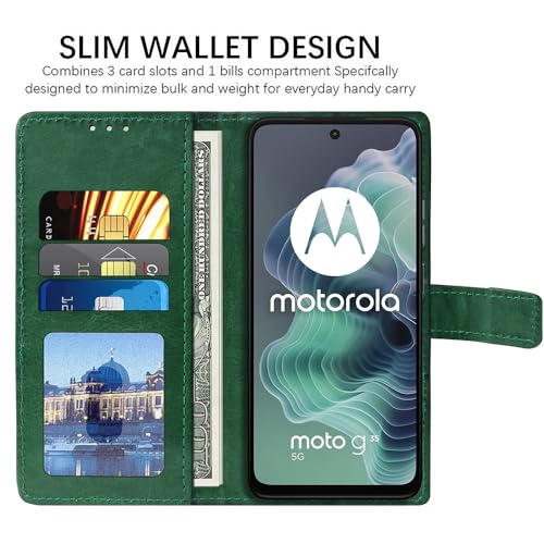 Casotec Flip Cover Back Case for Motorola Moto G35 5G | Premium Leather Finish | Inbuilt Pockets & Stand | Flip Cover Back Case for Motorola Moto G35 5G (Green) - Image 4