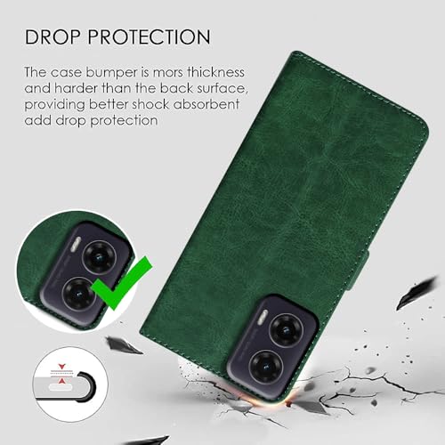Casotec Flip Cover Back Case for Motorola Moto G35 5G | Premium Leather Finish | Inbuilt Pockets & Stand | Flip Cover Back Case for Motorola Moto G35 5G (Green) - Image 3