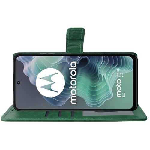 Casotec Flip Cover Back Case for Motorola Moto G35 5G | Premium Leather Finish | Inbuilt Pockets & Stand | Flip Cover Back Case for Motorola Moto G35 5G (Green) - Image 5