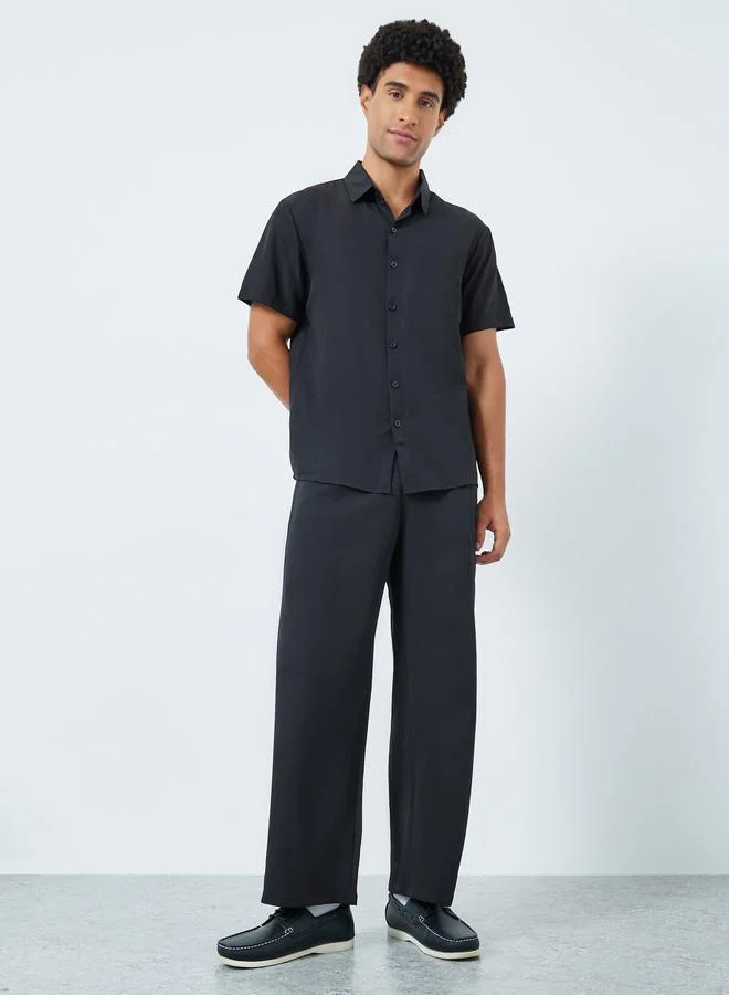 Take Two Men Black Short Sleeve Shirt with Pocket