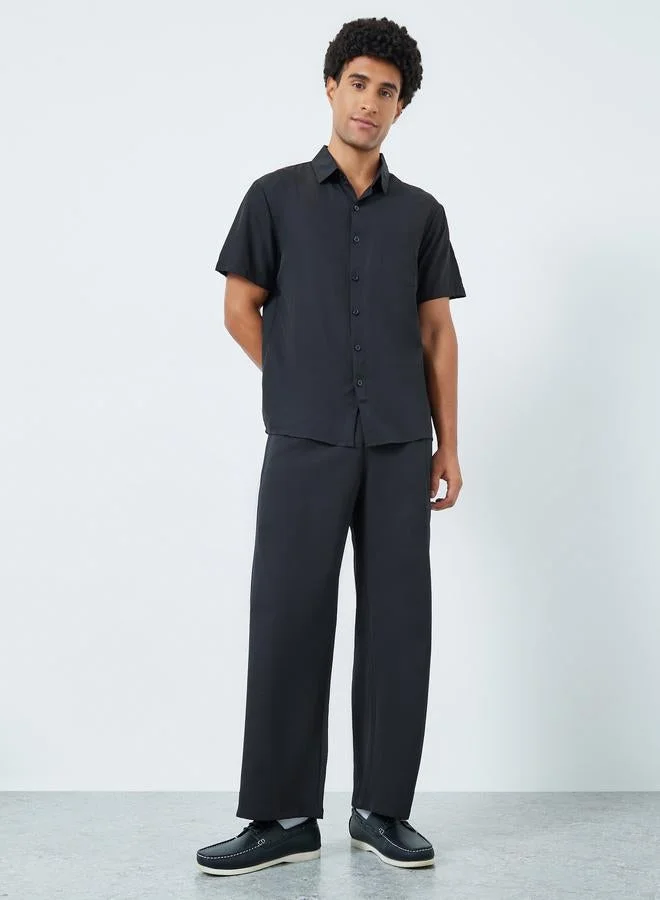 Take Two Men Black Short Sleeve Shirt with Pocket