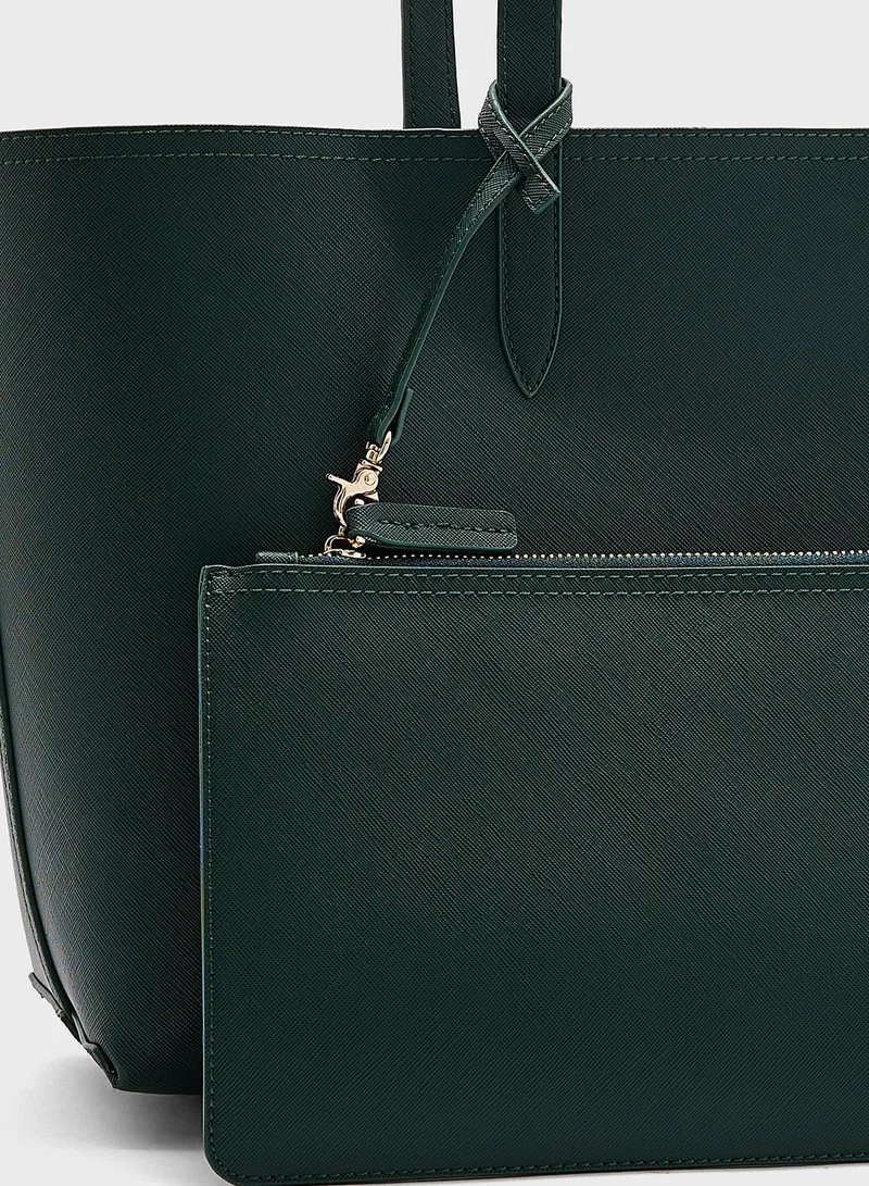 ELLA Reversible Bicolour Tote With A Pouch