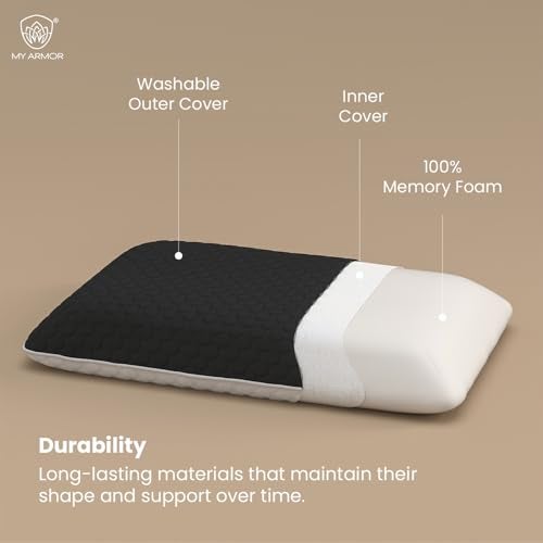 MY ARMOR Dual Side Cervical Pillow for Neck Pain Relief | Memory Foam Orthopedic Pillow – White Side for Side Sleepers, Grey Side for Back Sleepers | Shoulder Contour and Neck Support | Bamboo Cover - Image 5
