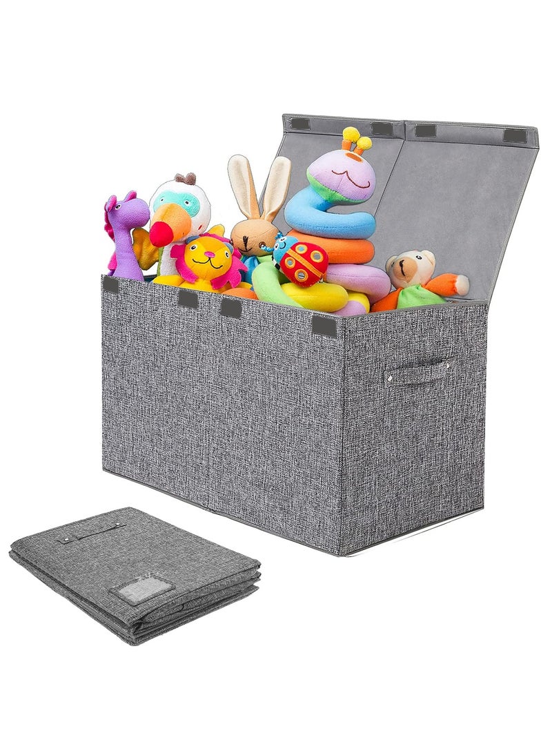 XiuWoo Collapsible Sturdy Toy Storage Organizer, Large Toy Box Chest with Lid, Toy Bin Organizer Basket with Lids, for Blanket, Toys, Toddler, Nursery, Playroom - Image 1