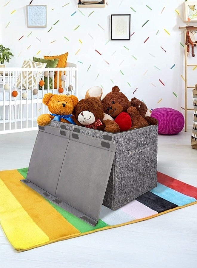 XiuWoo Collapsible Sturdy Toy Storage Organizer, Large Toy Box Chest with Lid, Toy Bin Organizer Basket with Lids, for Blanket, Toys, Toddler, Nursery, Playroom - Image 3
