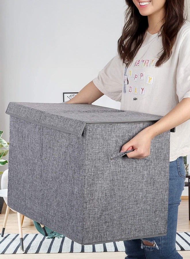 XiuWoo Collapsible Sturdy Toy Storage Organizer, Large Toy Box Chest with Lid, Toy Bin Organizer Basket with Lids, for Blanket, Toys, Toddler, Nursery, Playroom - Image 4