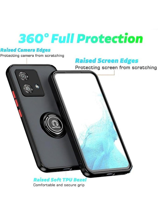 GKK Protective Case Cover For Motorola Edge 40 Neo 5G, Magnetic Ring Armour Phone Cover with [Kickstand], Frosted Matte Finish Shock Absorption Case For Motorola Moto Edge 40 Neo 5G (Black) - Image 3
