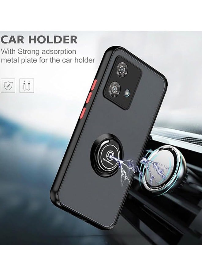 GKK Protective Case Cover For Motorola Edge 40 Neo 5G, Magnetic Ring Armour Phone Cover with [Kickstand], Frosted Matte Finish Shock Absorption Case For Motorola Moto Edge 40 Neo 5G (Black) - Image 4