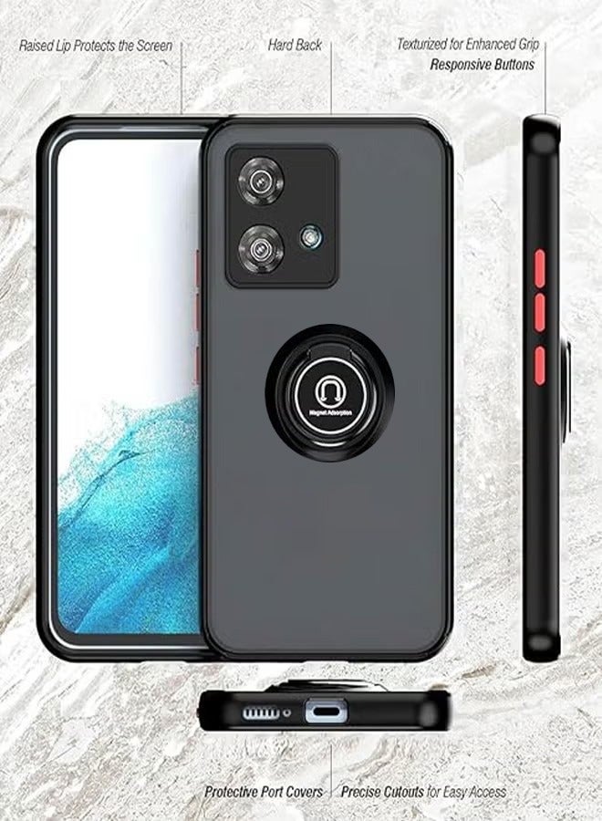 GKK Protective Case Cover For Motorola Edge 40 Neo 5G, Magnetic Ring Armour Phone Cover with [Kickstand], Frosted Matte Finish Shock Absorption Case For Motorola Moto Edge 40 Neo 5G (Black) - Image 2