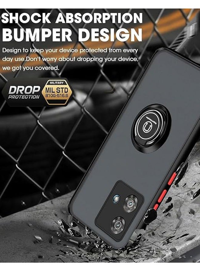 GKK Protective Case Cover For Motorola Edge 40 Neo 5G, Magnetic Ring Armour Phone Cover with [Kickstand], Frosted Matte Finish Shock Absorption Case For Motorola Moto Edge 40 Neo 5G (Black) - Image 5