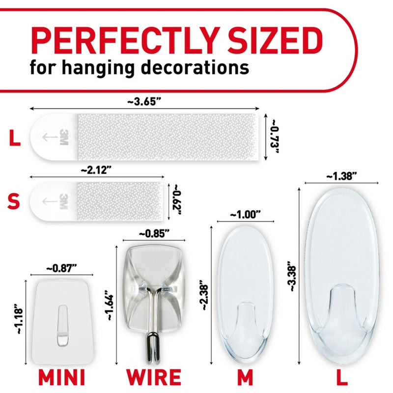 Command Command Clear Variety Pack, Including 8 Pairs of Picture Hanging Strips, 4 Clear Wire Hooks and 11 Wall Hooks for Hanging Home Decor, Damage Free Hanging Up to 19 Items with Command Strips  - Image 2