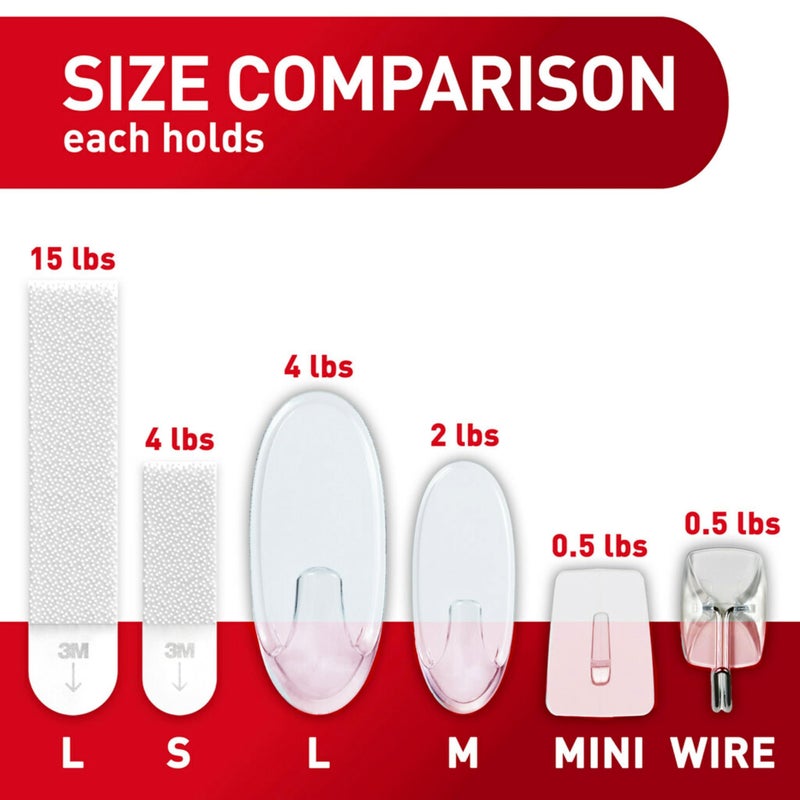 Command Command Clear Variety Pack, Including 8 Pairs of Picture Hanging Strips, 4 Clear Wire Hooks and 11 Wall Hooks for Hanging Home Decor, Damage Free Hanging Up to 19 Items with Command Strips  - Image 5
