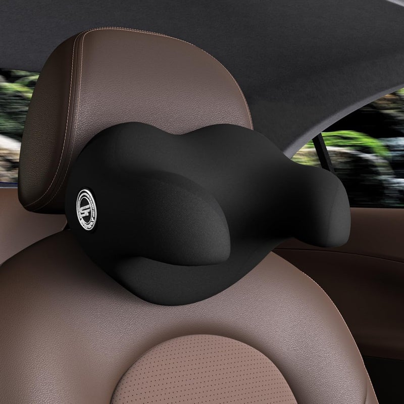 SPRFUFLY UShaped Car Headrest Pillow for Sleeping 100 Memory Foam Car Pillow with Breathable Removable Cover Ergonomic Design  Ideal Car Companion for Naps  Neck Pain Relief Black 1PC