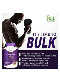 NBL Natural L-Arginine 1,000 mg Nitric Oxide Precursor Amino Acid 120 Tablets  - Image 5