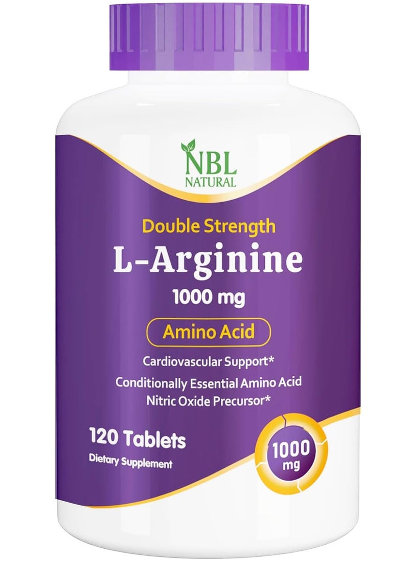 NBL Natural L-Arginine 1,000 mg Nitric Oxide Precursor Amino Acid 120 Tablets  - Image 1