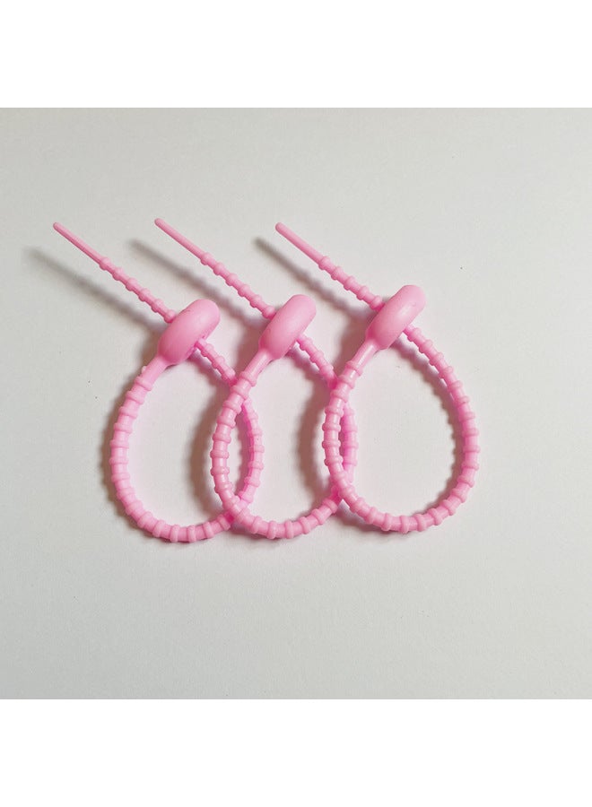 Loquat Simple Tadpole Silicone Cable Tie With Loose Buckle Wire Bundle DIY Handmade Doll Luggage Accessories Lanyard-Color:Deep Pink 150mm - Image 1
