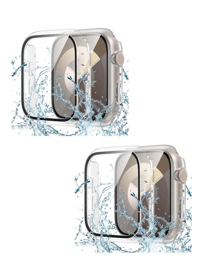 SahlTech 2-Pack Tempered Glass Full Cover for Apple Watch Series 10 (46mm) - Scratch/Water/Dust Proof with Unique Design Hard PC Frame, Clear - Image 1