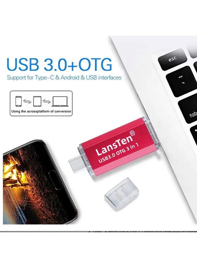 لانسن 3 في 1 عالي السرعة يو إس بي 3.0 ستيك صور 128 جيجابايت لأجهزة أندرويد نوع سي / يو إس بي سي - Image 5