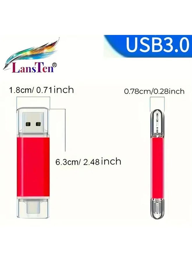 لانسن 3 في 1 عالي السرعة يو إس بي 3.0 ستيك صور 128 جيجابايت لأجهزة أندرويد نوع سي / يو إس بي سي - Image 3