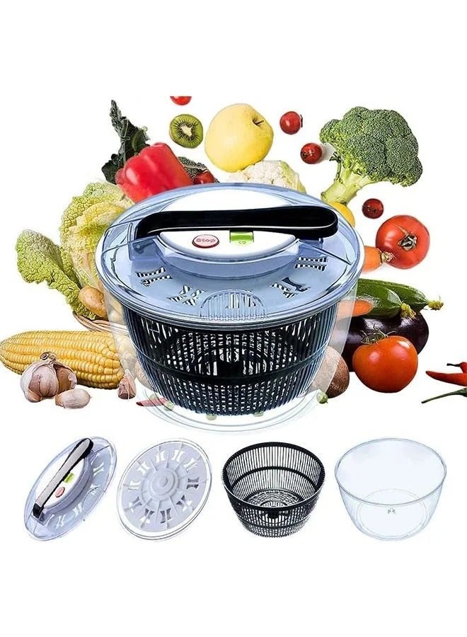 MIXDE Salad Spinner Free-Manual Lettuce Dryer and Vegetable Washer, Draining Lettce and Vegetable with Ease, BPA Free Salad Spinner, For Salad Greens, Lettuce, Fruits and Vegetables/5L - Image 1
