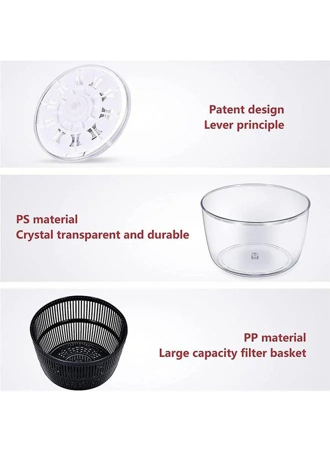 MIXDE Salad Spinner Free-Manual Lettuce Dryer and Vegetable Washer, Draining Lettce and Vegetable with Ease, BPA Free Salad Spinner, For Salad Greens, Lettuce, Fruits and Vegetables/5L - Image 4