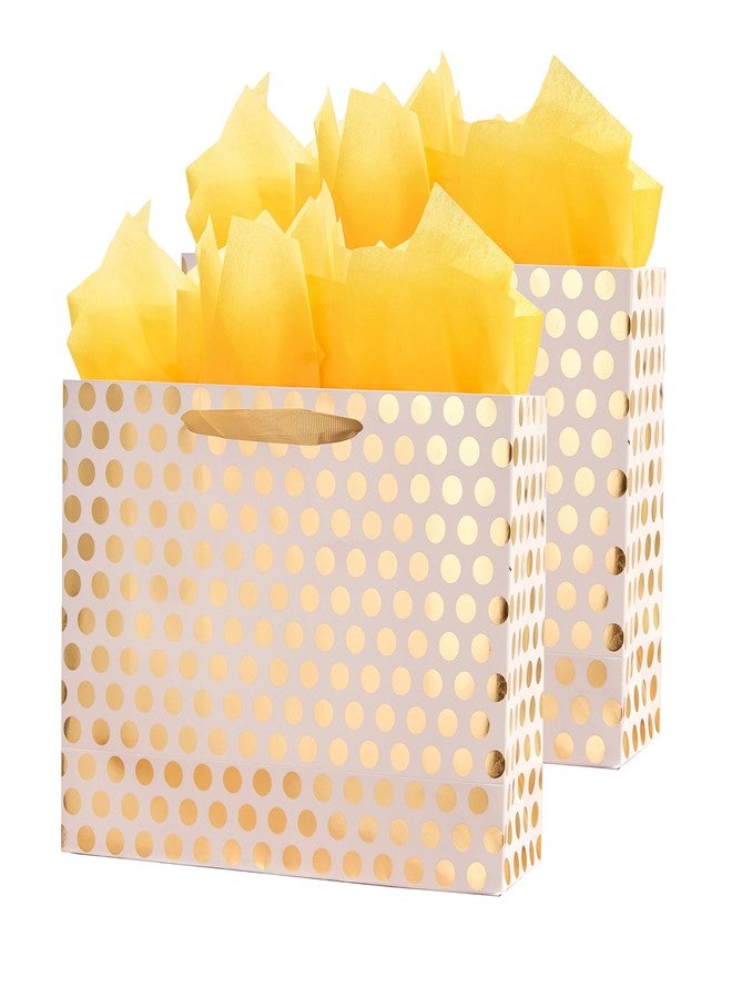 Bobobag عبوة من قطعتين من أكياس هدايا بوبوباج كبيرة جدًا مقاس 16.5 بوصة مع ورق مناديل لعيد الأم وهدايا أعياد الميلاد (منقط ذهبي) - Image 4