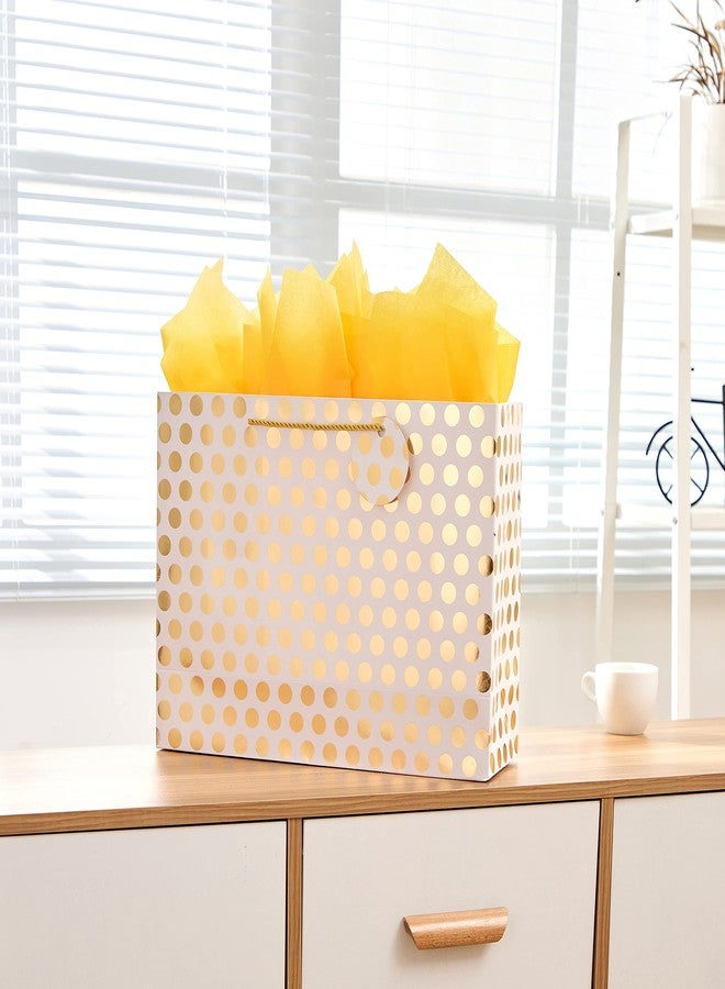 Bobobag عبوة من قطعتين من أكياس هدايا بوبوباج كبيرة جدًا مقاس 16.5 بوصة مع ورق مناديل لعيد الأم وهدايا أعياد الميلاد (منقط ذهبي) - Image 3